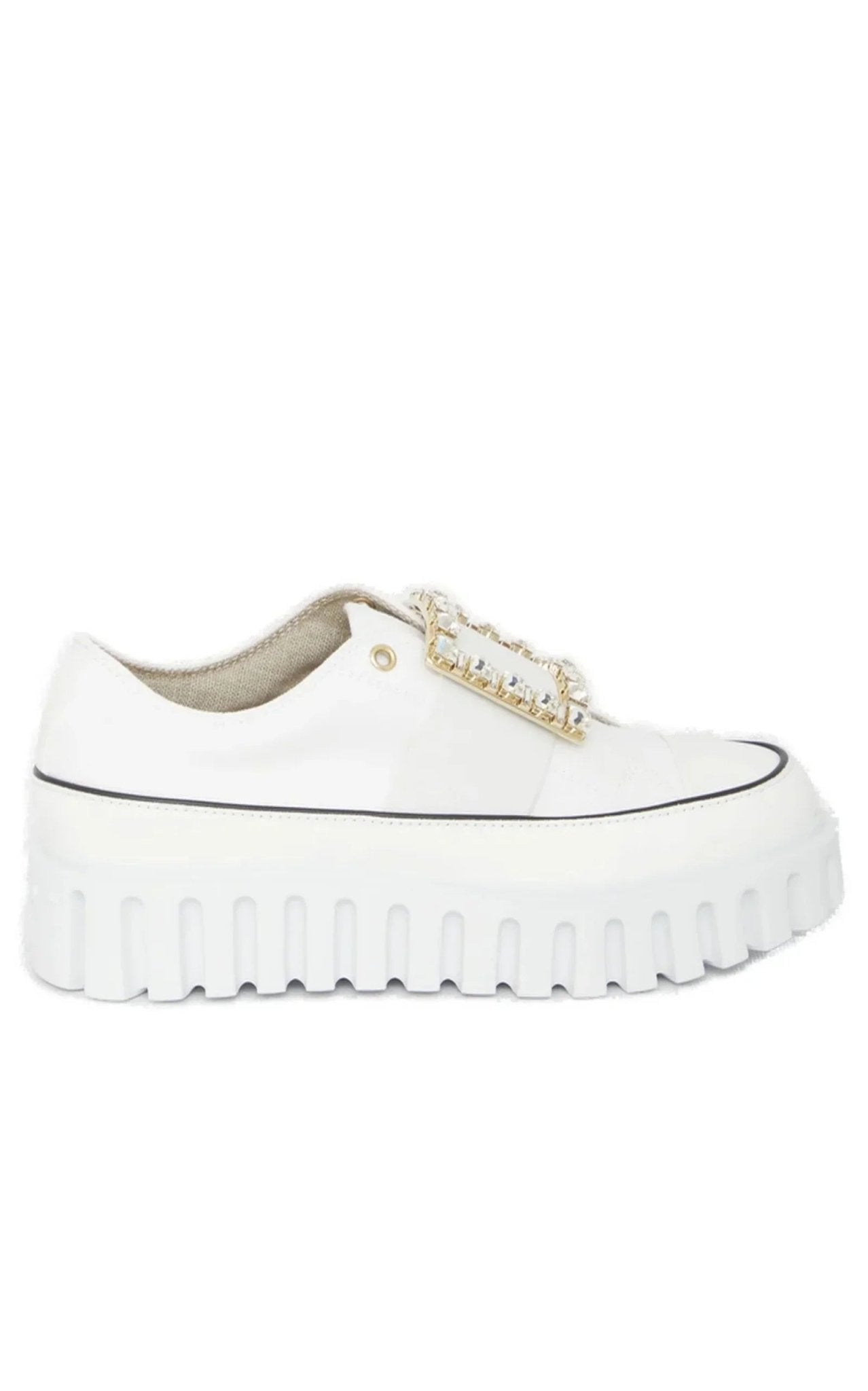 Roger Vivier Viv' Go-Thick Buckle White Platform Sneakers