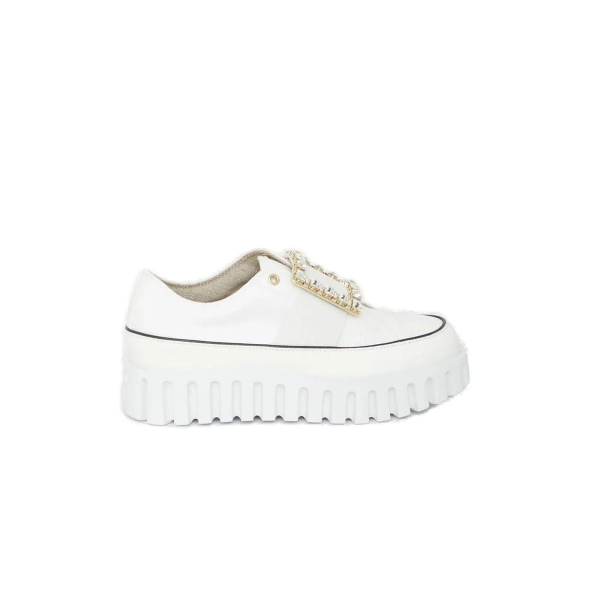 Roger Vivier Viv' Go-Thick Buckle White Platform Sneakers