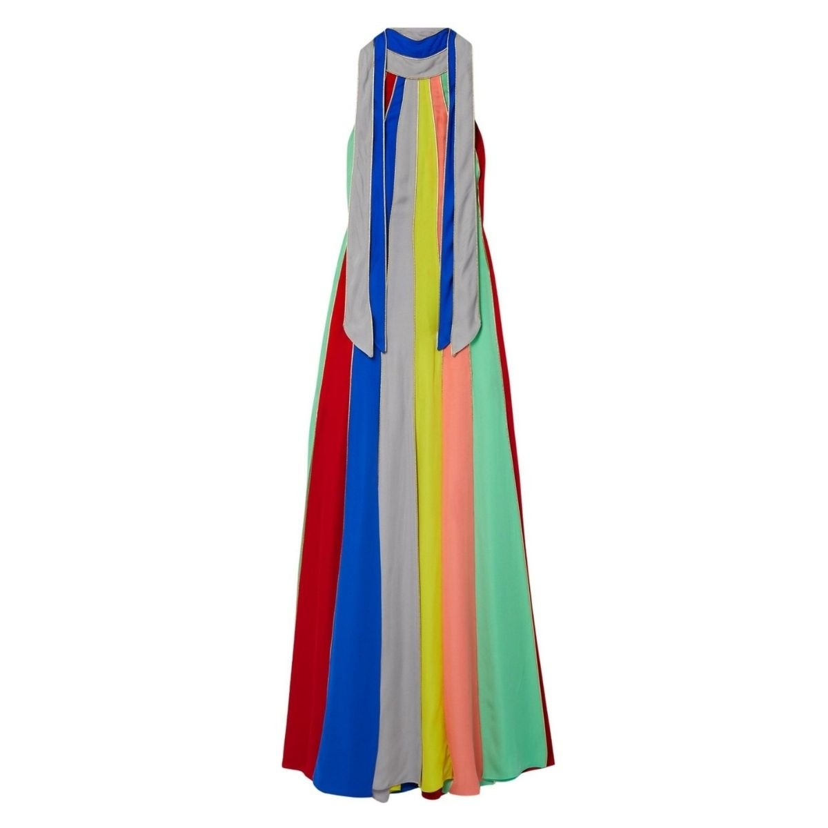 Rosie Assoulin Silk Striped Halter Neck Grown - Runway Catalog