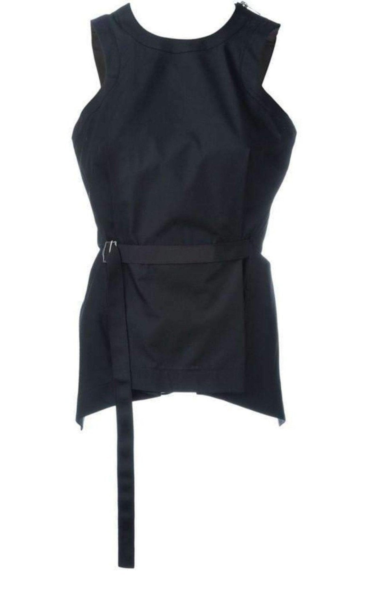 美品sacai beltedsleeveblouse Sacai Black Belted Front Top – Runway Catalog