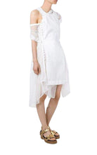 Sacai Lace Trim White Seersucker Dress - Runway Catalog