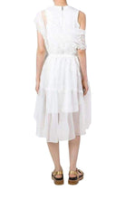 Sacai Lace Trim White Seersucker Dress - Runway Catalog