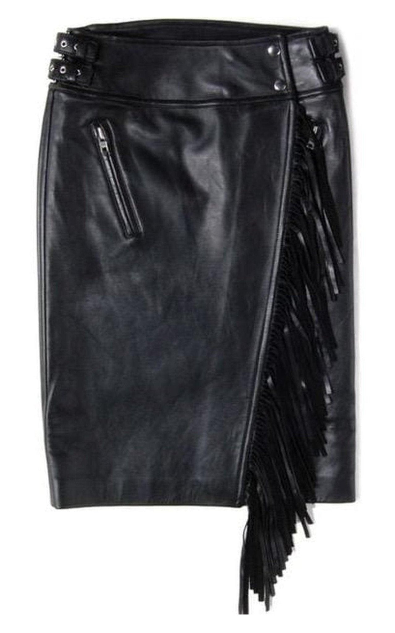 Sacai Leather Fringe Moto Skirt - Runway Catalog