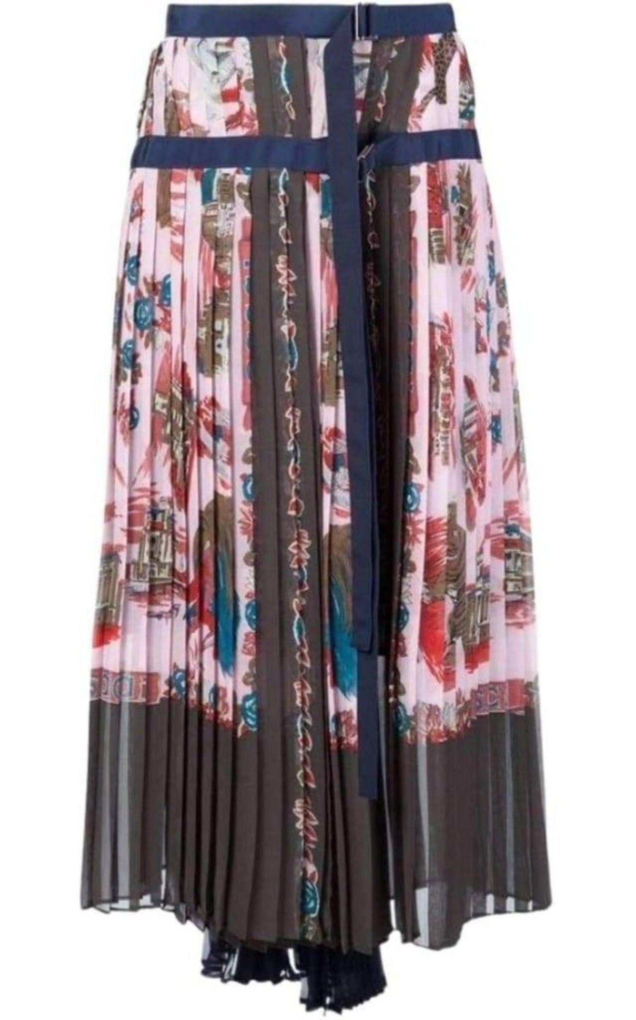 Sacai Souvenir Scarf Print Pleated Skirt