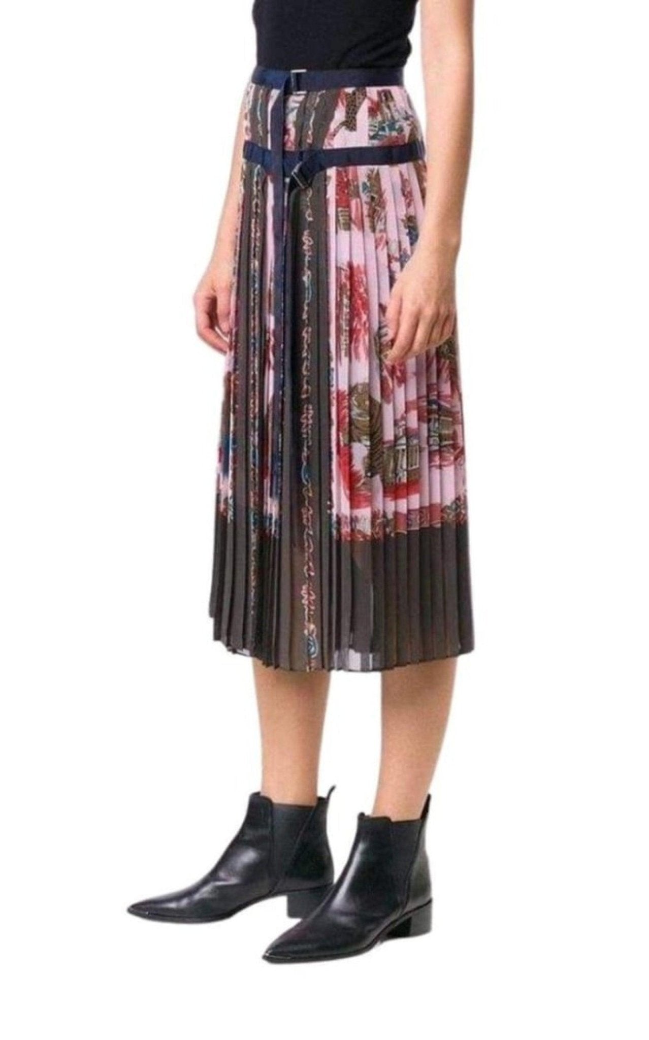 Sacai Souvenir Scarf Print Pleated Skirt