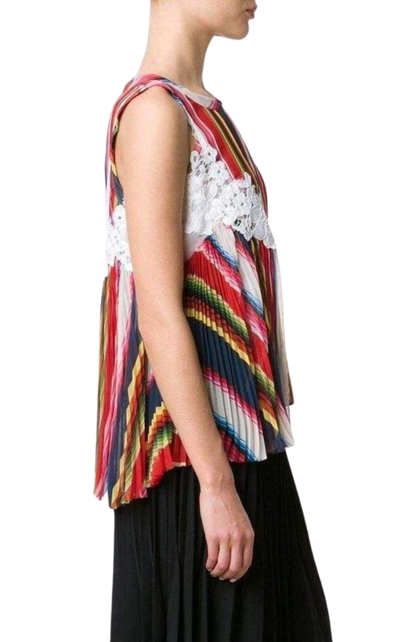 Sacai Striped Pleated Camisole Tank Top - Runway Catalog
