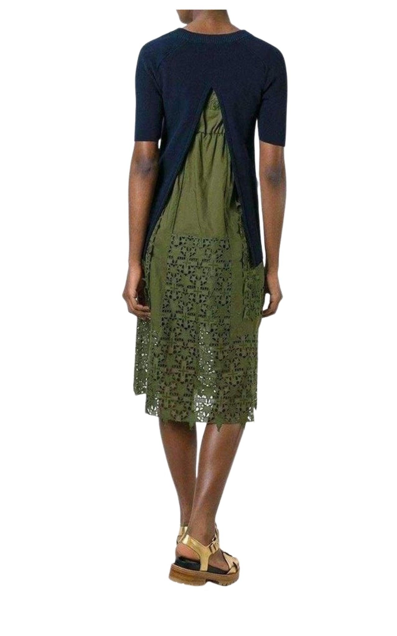 Sacai Sweater Top Green Embroidered Dress – Runway Catalog