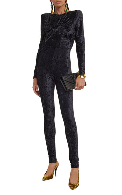 Saint Laurent Blade 90 Velvet Slingback Pumps in Mustered - Runway Catalog