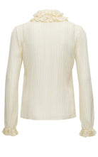 Saint Laurent Ivory Ruffle - collar Striped Silk Shirt - Runway Catalog