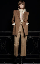 Saint Laurent Ivory Ruffle - collar Striped Silk Shirt - Runway Catalog