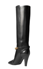 Saint Laurent Le Maillon Chain Leather Knee Boots - Runway Catalog