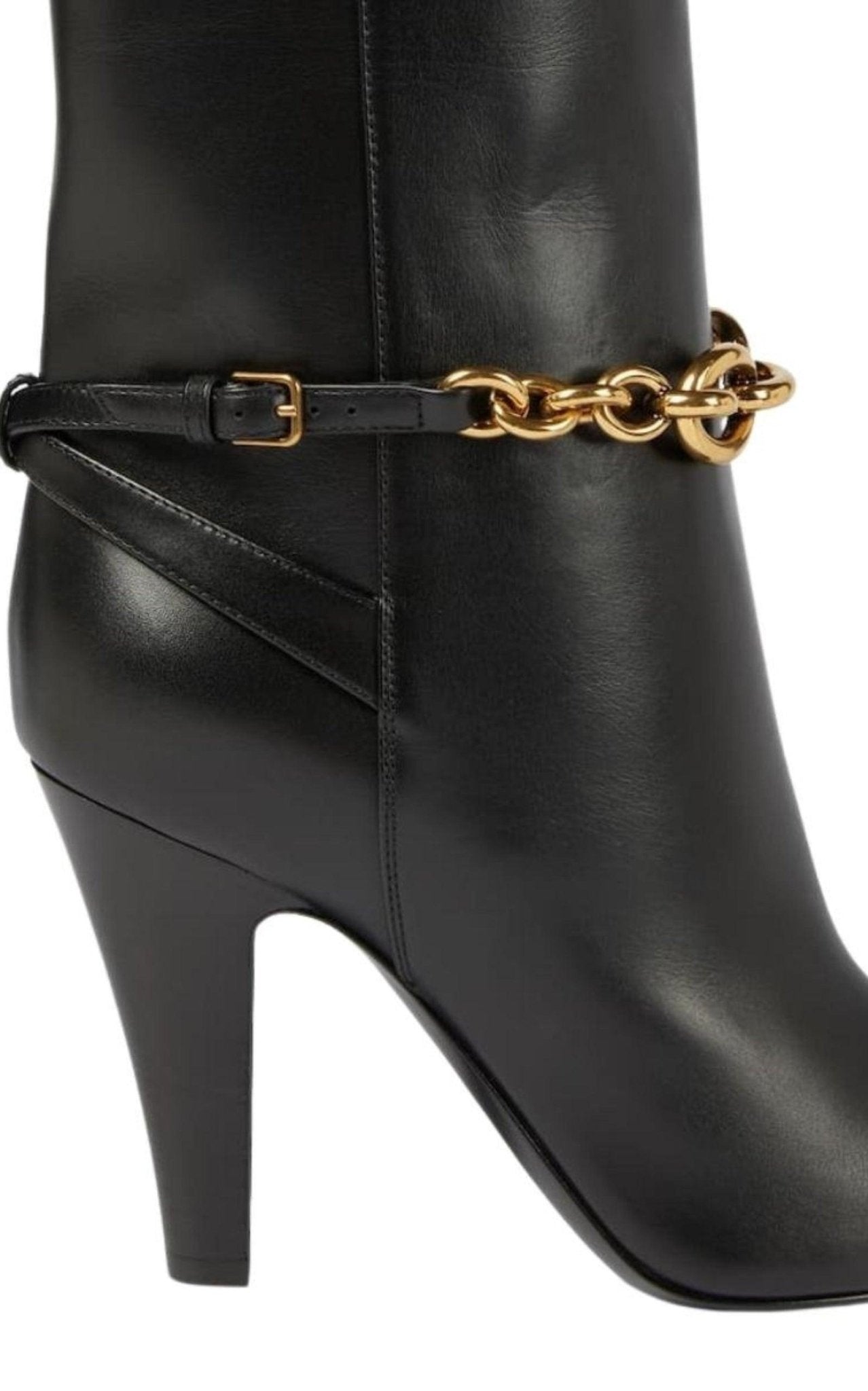 Saint Laurent Le Maillon Chain Leather Knee Boots - Runway Catalog