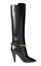 Saint Laurent Le Maillon Chain Leather Knee Boots - Runway Catalog