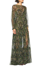Saint Laurent Paisley Silk Crépon Ruffle Maxi Dress - Runway Catalog