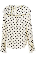 Saint Laurent Ruffle - collar Polka - dot Print Silk Blouse - Runway Catalog