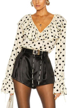 Saint Laurent Ruffle - collar Polka - dot Print Silk Blouse - Runway Catalog