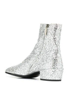 Saint Laurent Silberne Glitzer-Stiefeletten – Laufsteg-Katalog