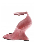 Salvatore Ferragamo Pink Tivoli Velvet F - wedge Pumps - Runway Catalog
