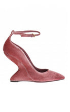 Salvatore Ferragamo Pink Tivoli Velvet F - wedge Pumps - Runway Catalog