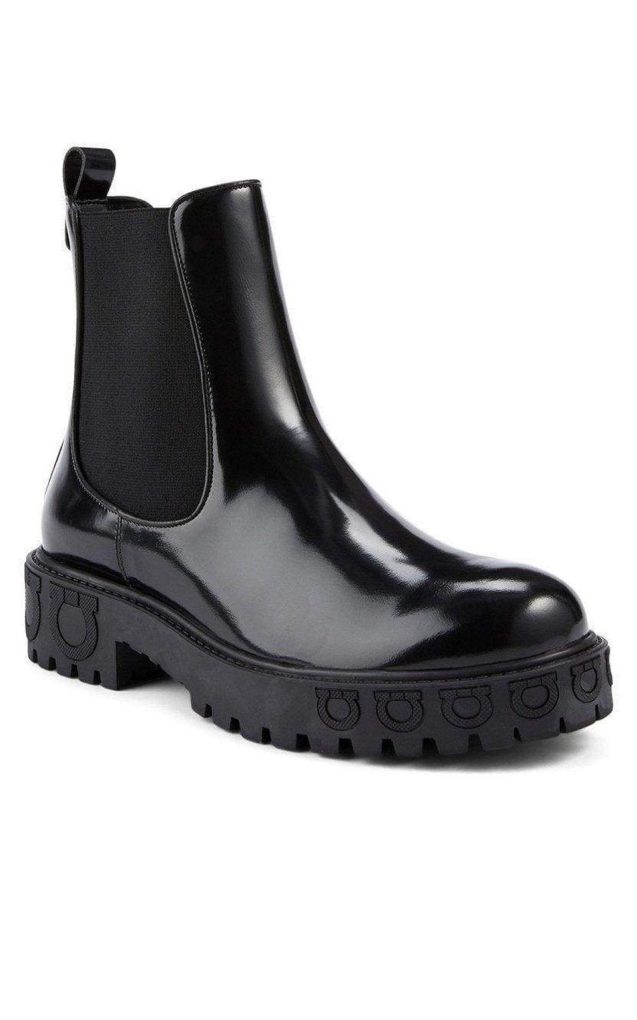 Salvatore Ferragamo Varsi Leather Gancini-Sole Chelsea Boots