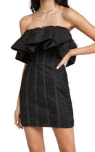 Self - Portrait Black Dot Mesh Frill Mini Dress - Runway Catalog