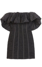 Self - Portrait Black Dot Mesh Frill Mini Dress - Runway Catalog