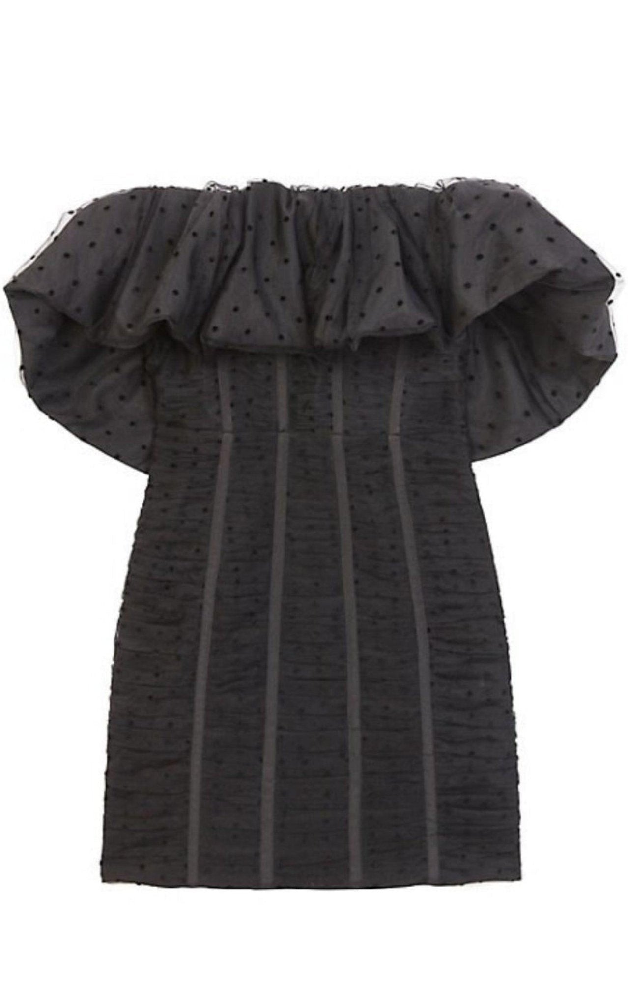Self-Portrait Black Dot Mesh Frill Mini Dress