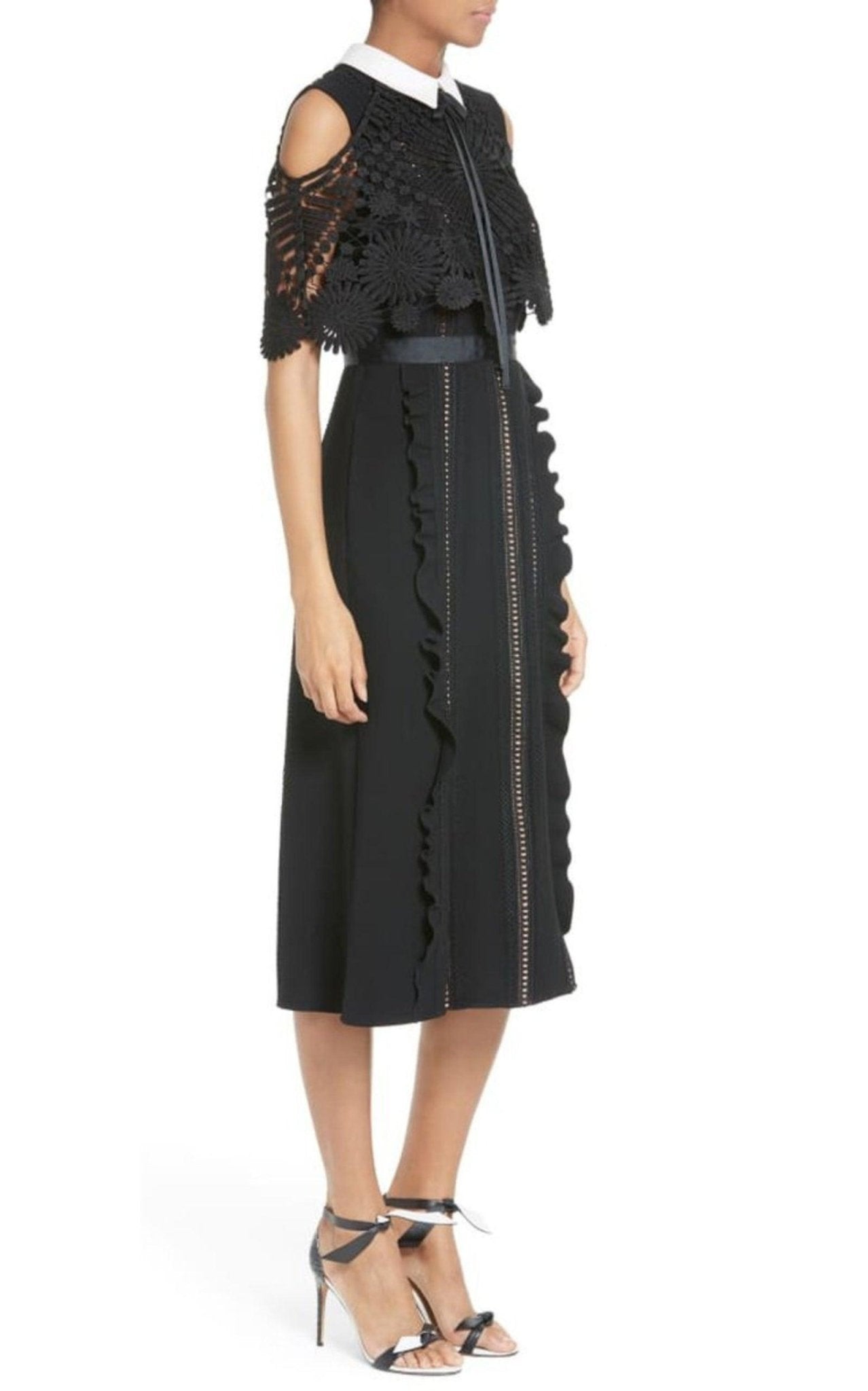 Self - Portrait Hinkley Cold Shoulder Midi Dress - Runway Catalog
