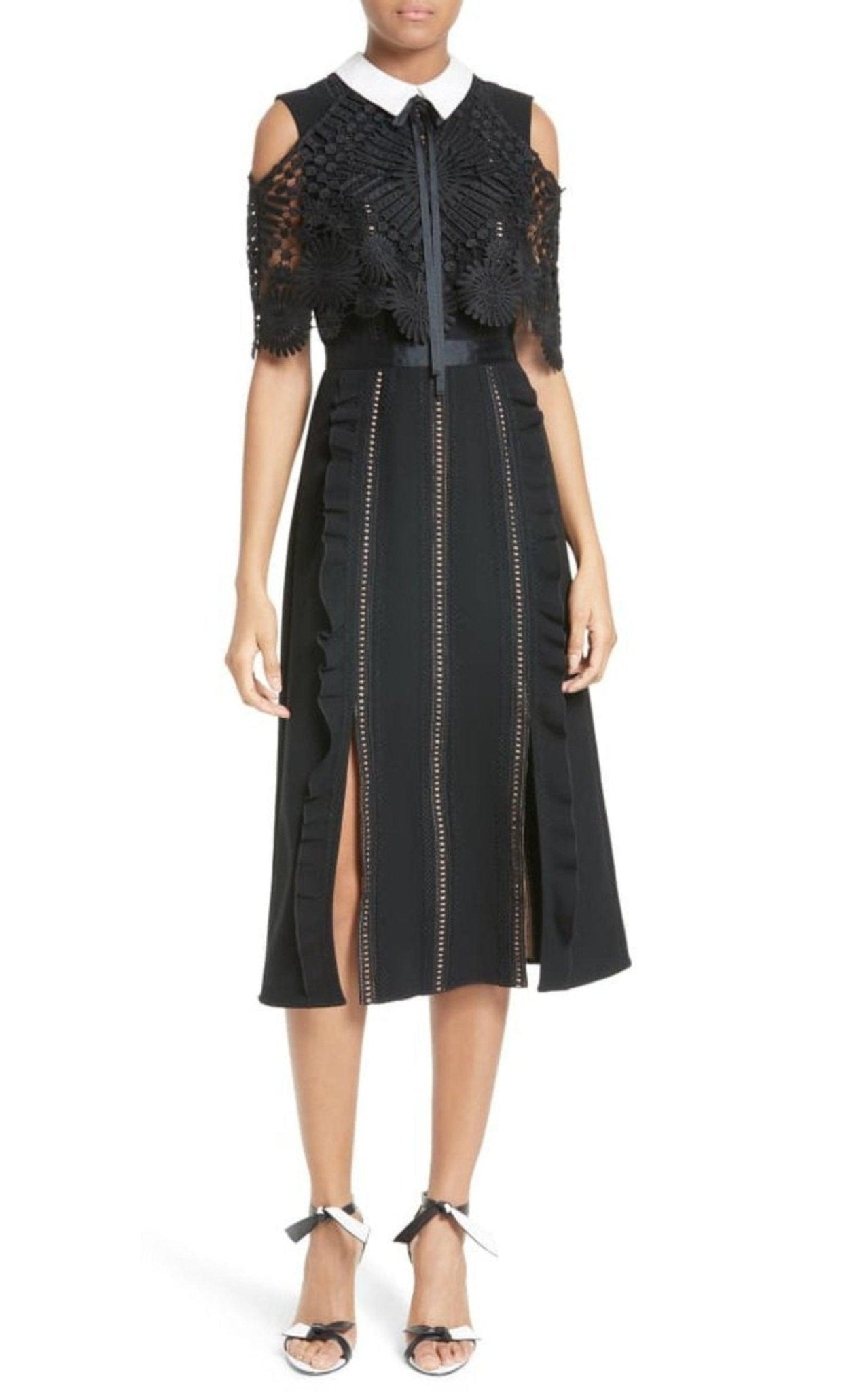 Self - Portrait Hinkley Cold Shoulder Midi Dress - Runway Catalog