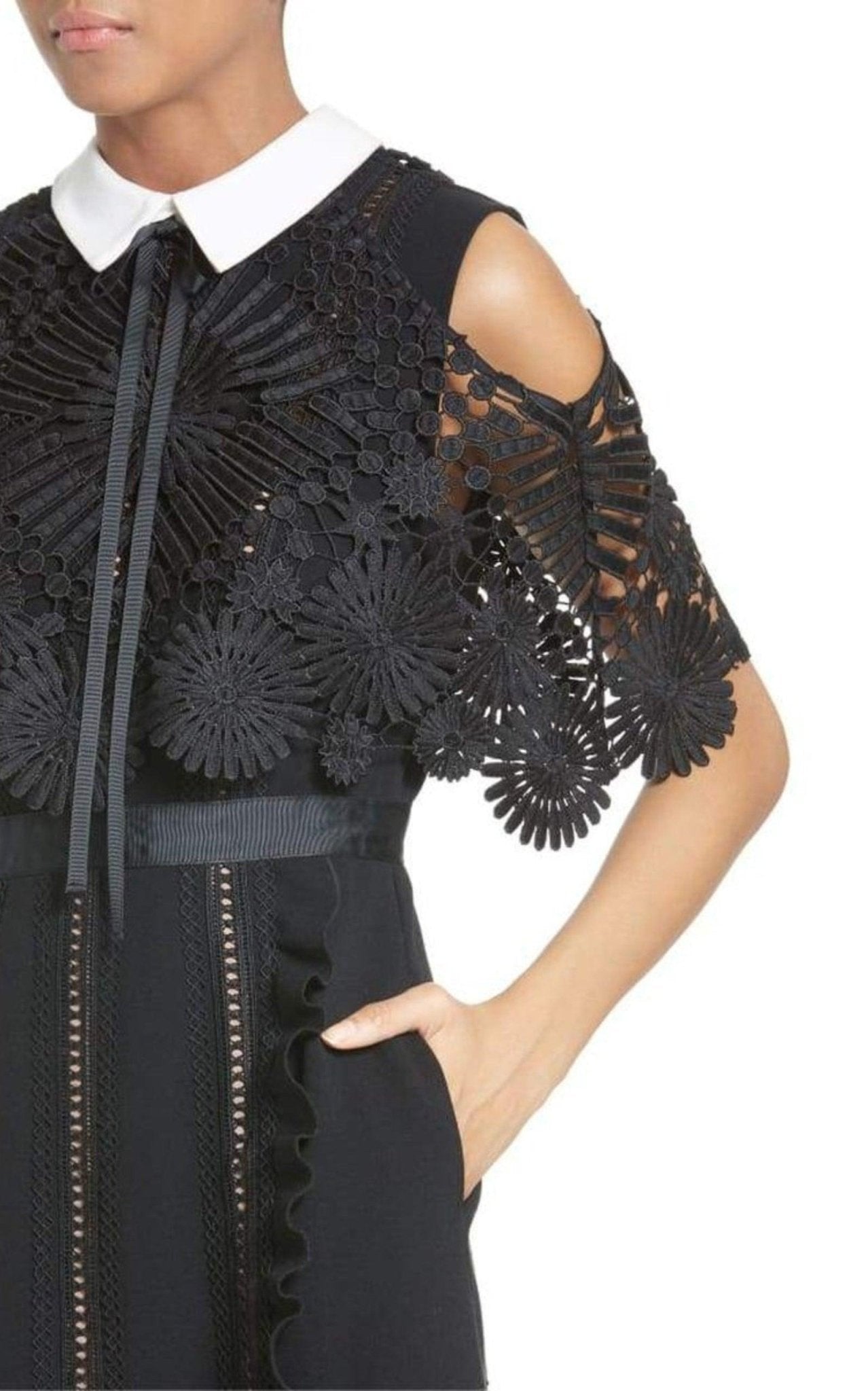 Self - Portrait Hinkley Cold Shoulder Midi Dress - Runway Catalog