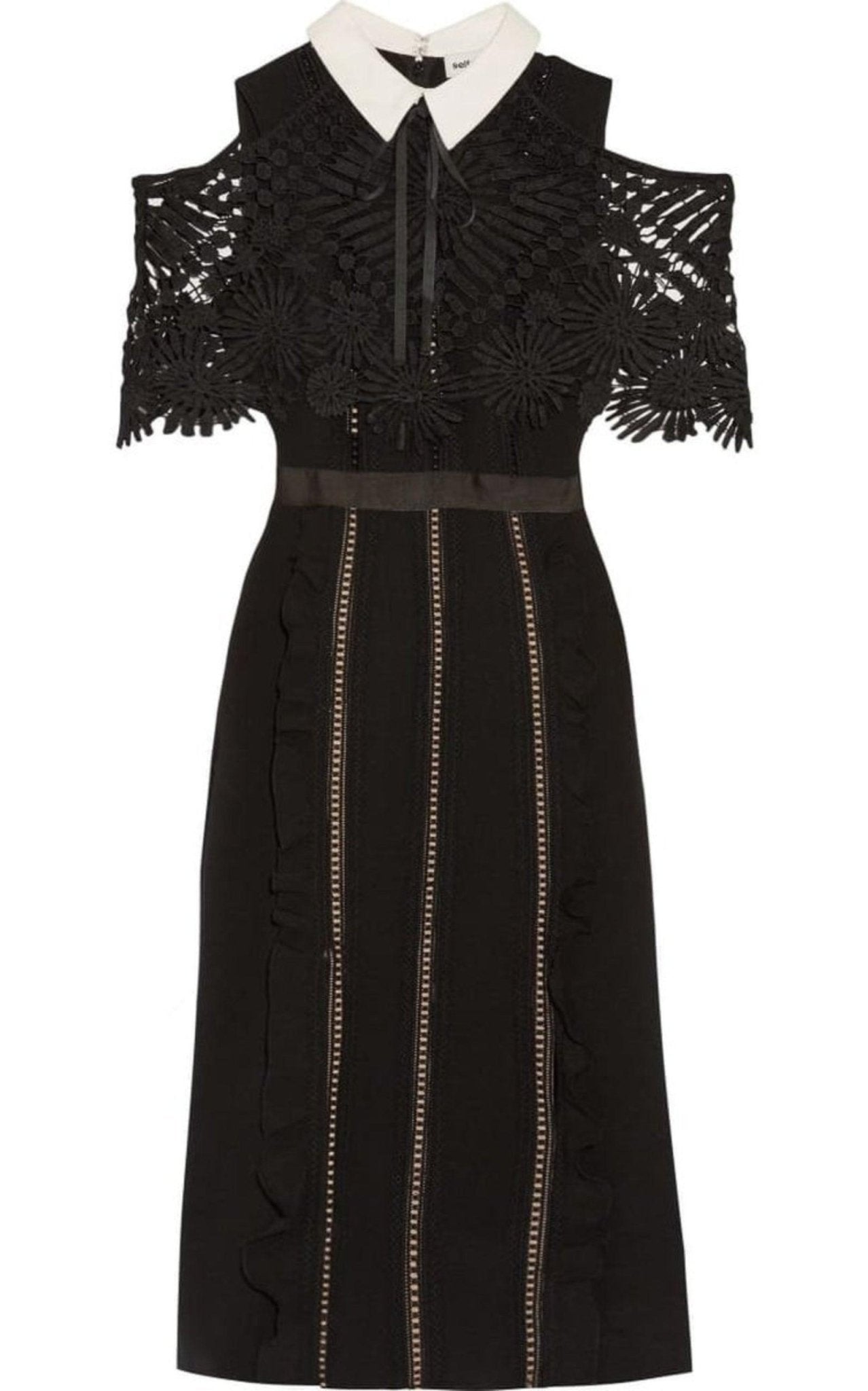 Self - Portrait Hinkley Cold Shoulder Midi Dress - Runway Catalog