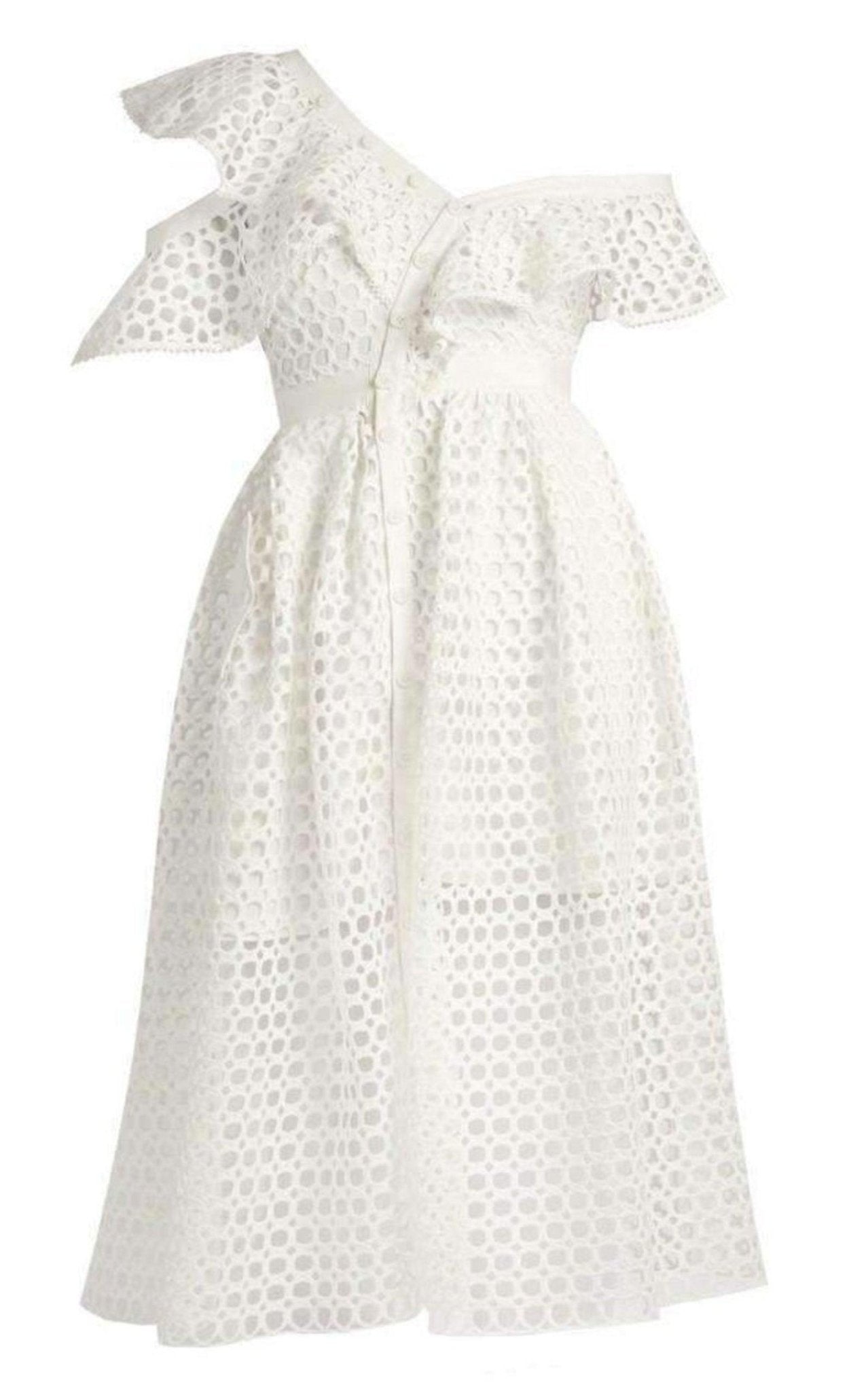 Self-Portrait One Shoulder Guipure-lace Midi Dress - Runway Catalog