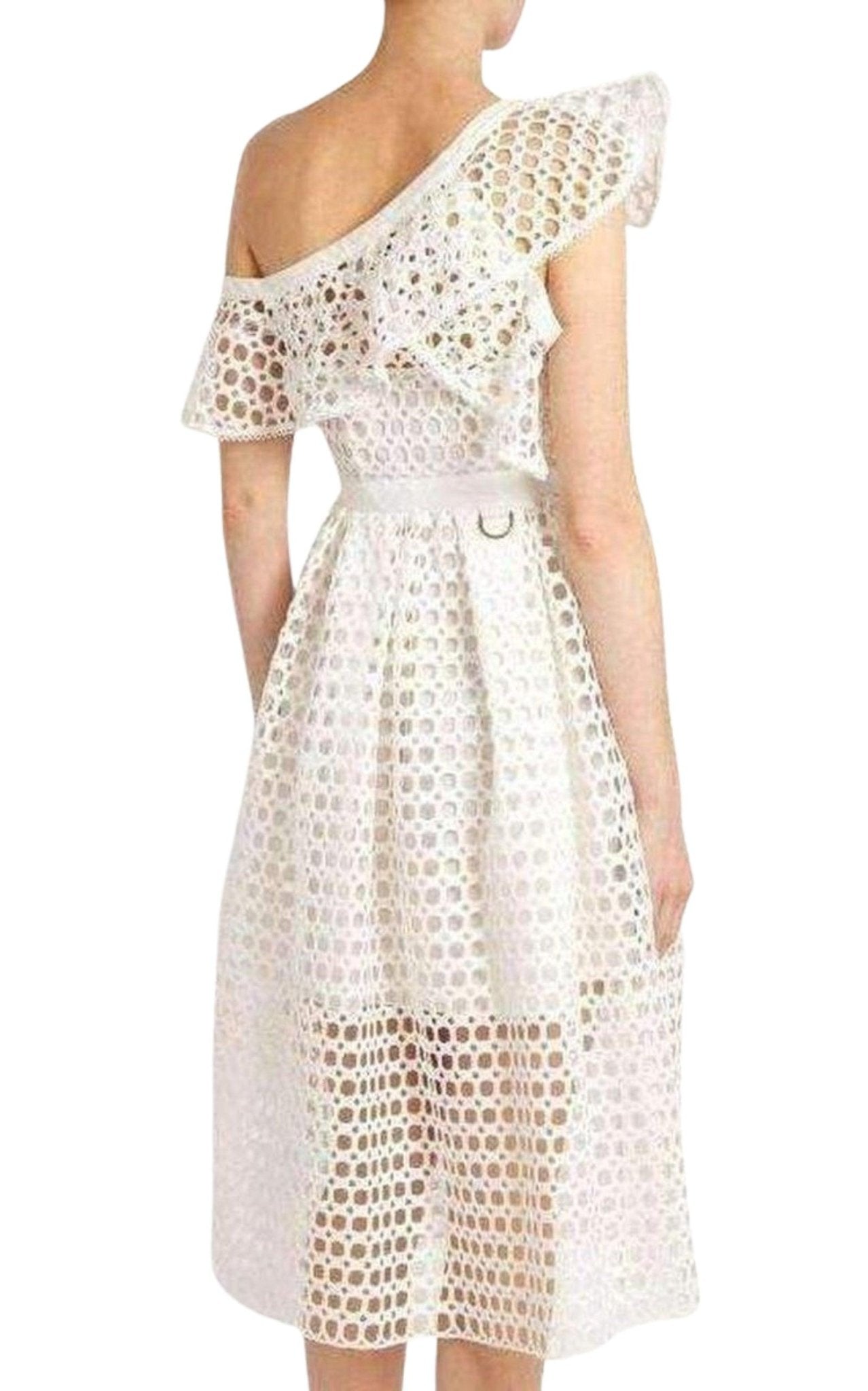 Self-Portrait One Shoulder Guipure-lace Midi Dress