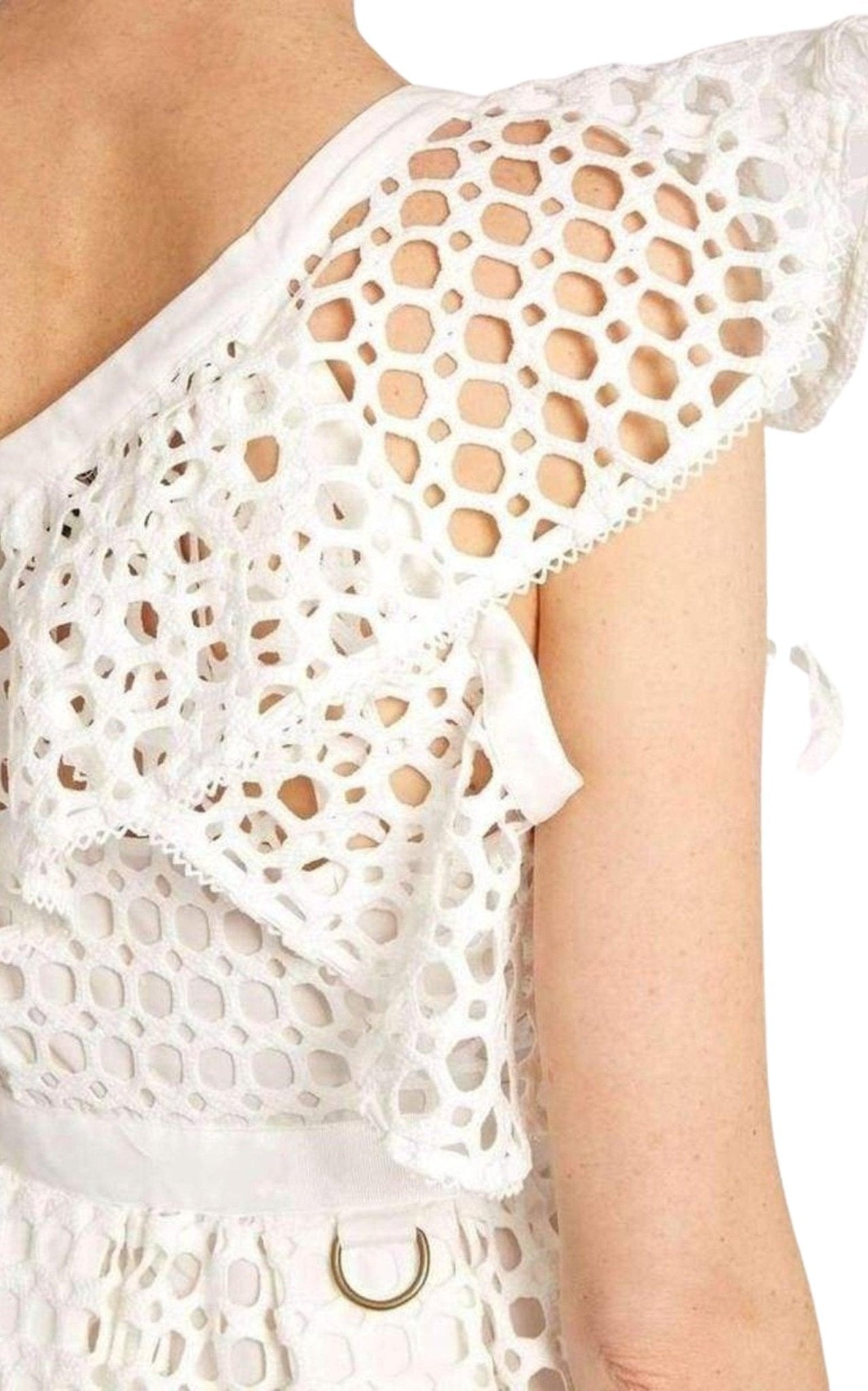 Self - Portrait One Shoulder Guipure - lace Midi Dress - Runway Catalog