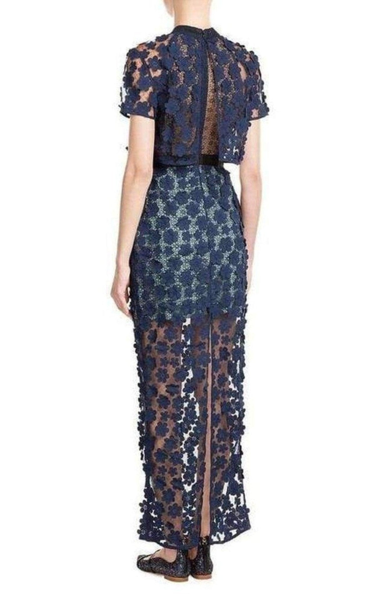 Self-Portrait Overlay Lace Maxi Dress