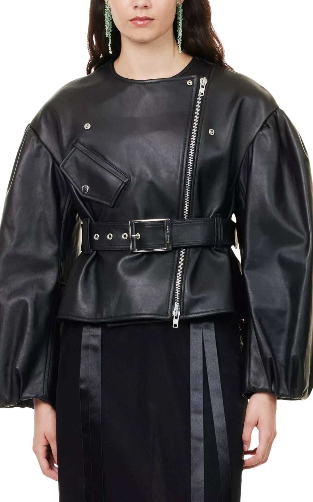 Simone Rocha Sculpted Cropped Leather Jacket - Runway Catalog