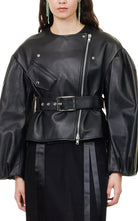 Simone Rocha Sculpted Cropped Leather Jacket - Runway Catalog