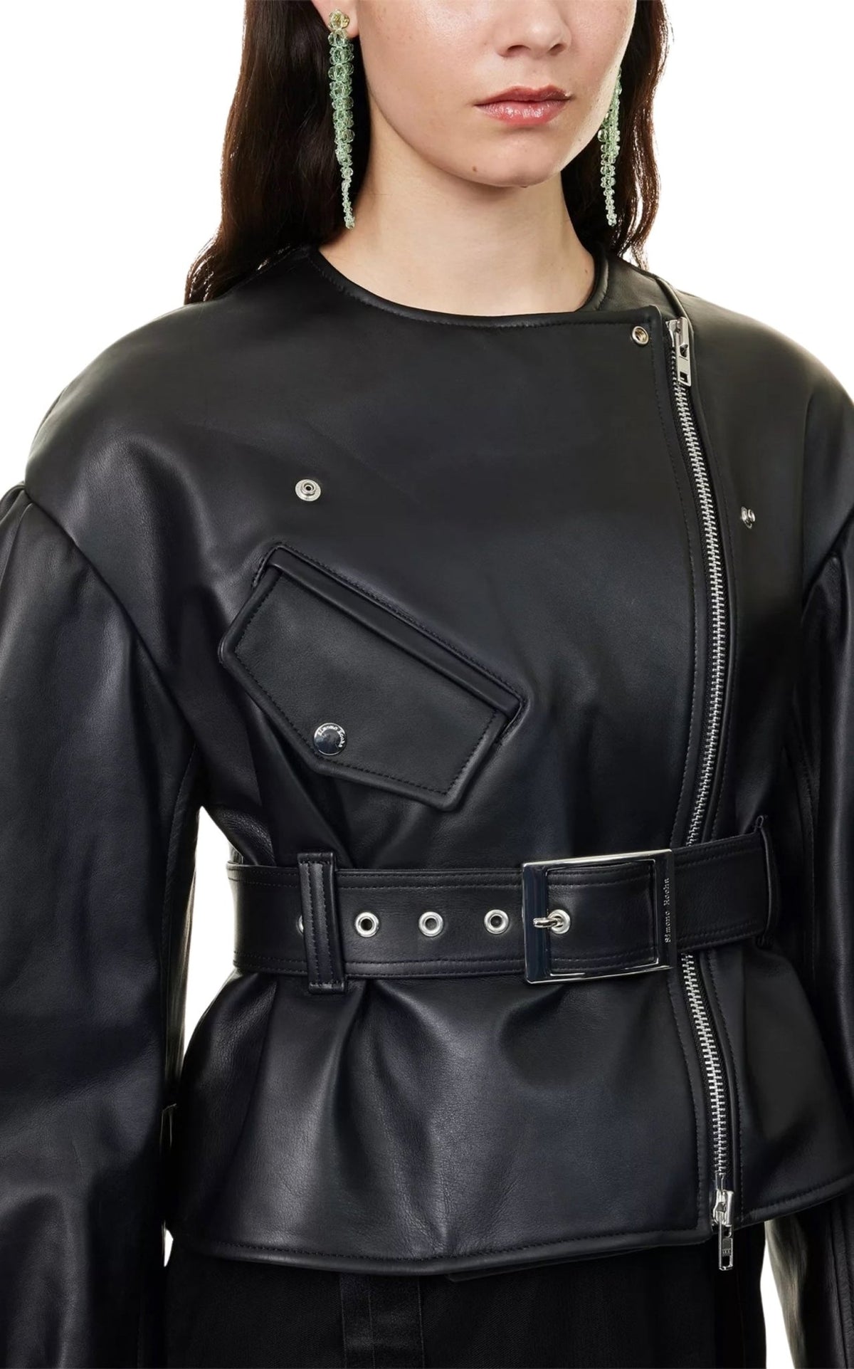 Simone Rocha Sculpted Cropped Leather Jacket - Runway Catalog