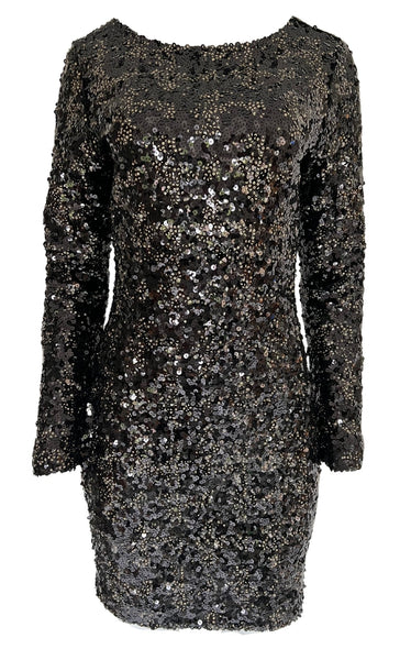 warehouse black sequin dress Women's Celestial Sequin Embellished Mini Dress, Black