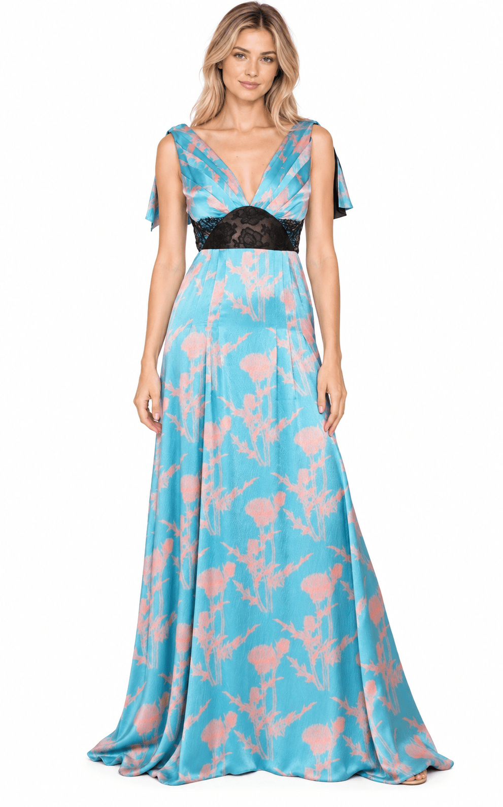 Sophie Theallet Azur Blue Coral Silk Gown - Runway Catalog