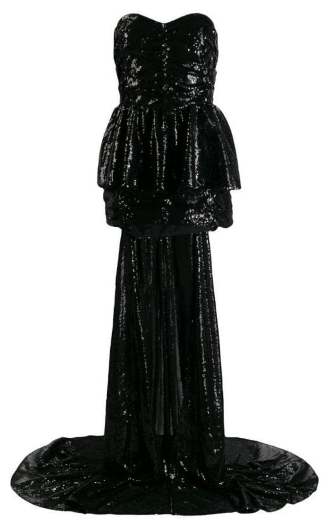 La robe noire à paillettes Attico avec cape - Catalogue Runway
