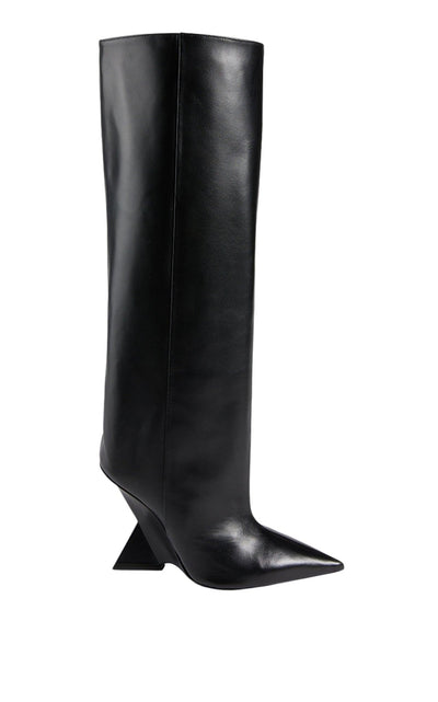 The Attico Cheope Leather Wedge Knee - High Boots - Runway Catalog