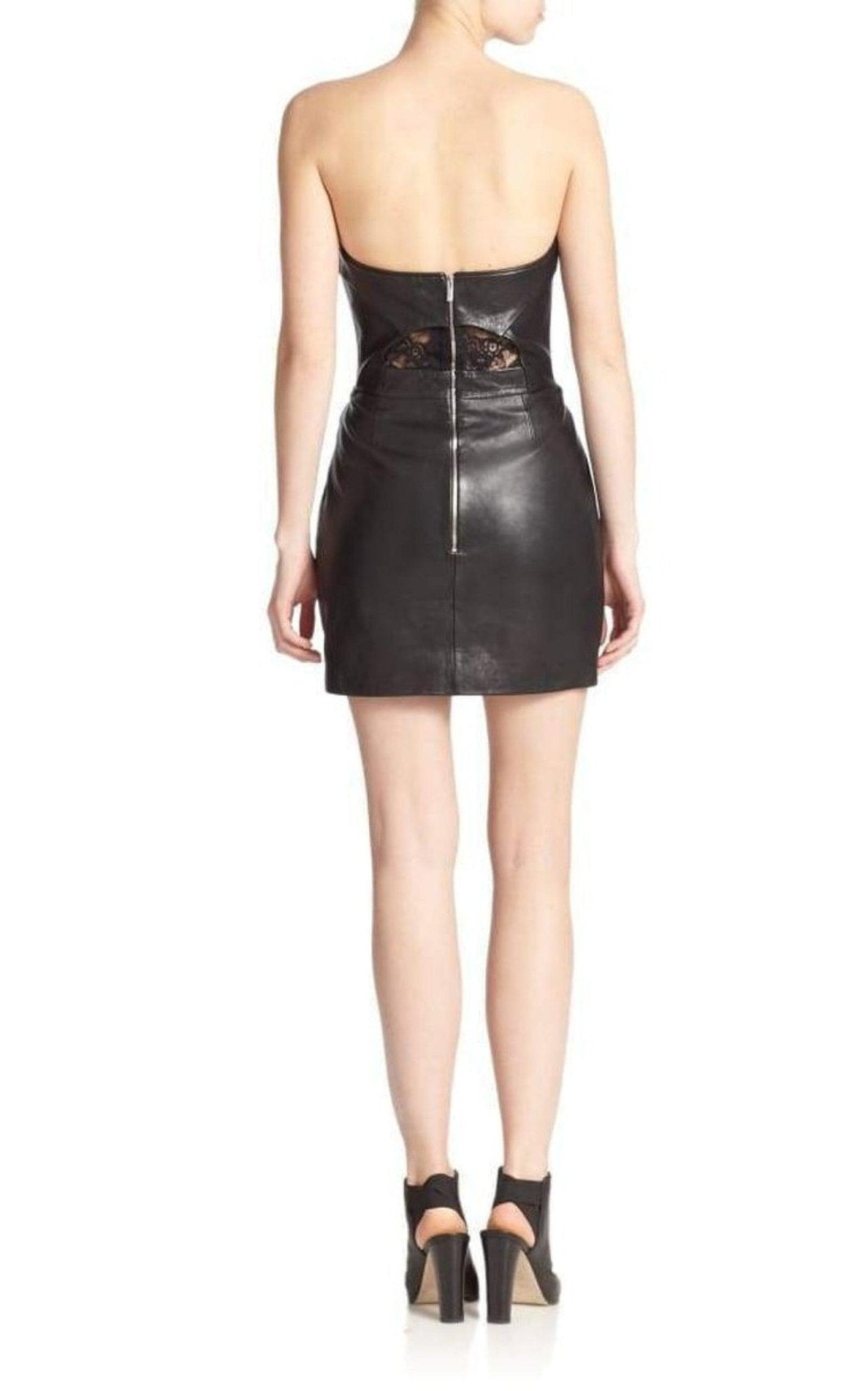 The Kooples Black Leather Strapless Dress - Runway Catalog