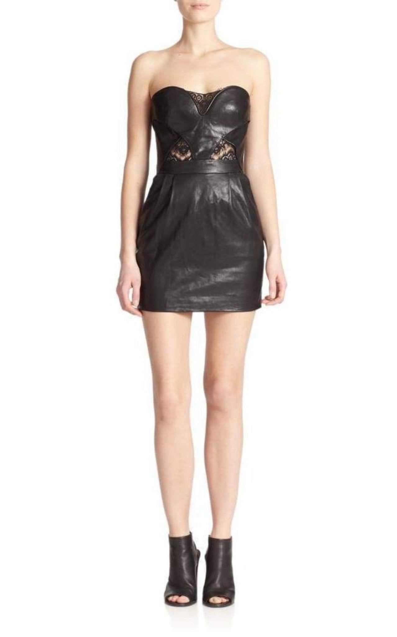 The Kooples Black Leather Strapless Dress - Runway Catalog