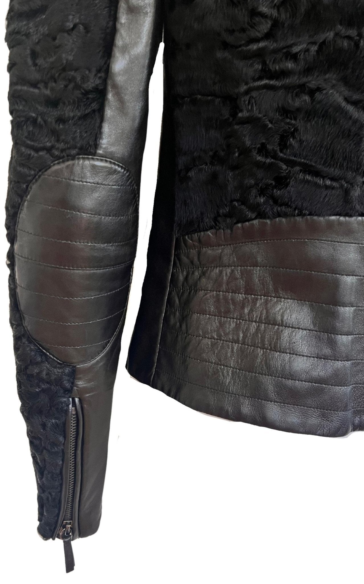 Valentino Black Astrakhan Lamb Fur Karakul Biker Jacket – Runway