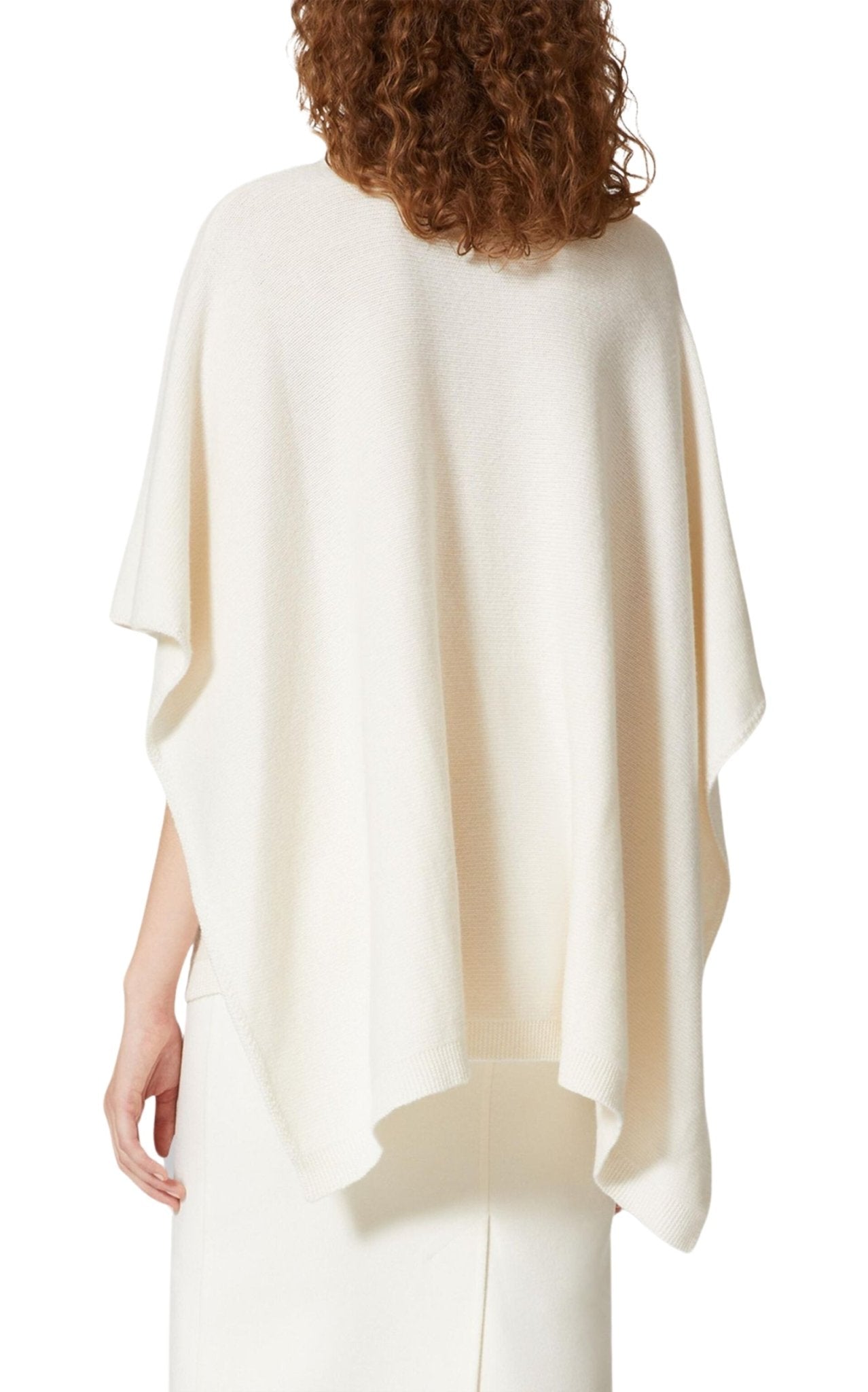 Valentino White Caped Virgin Wool Turtleneck Sweater