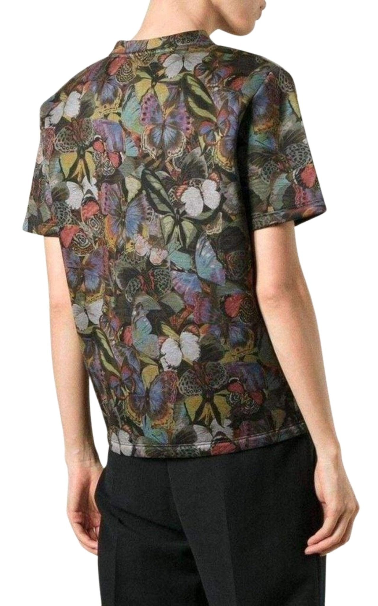 VALENTINO 蝶々トップス VALENTINO Size M Multi-Color Butterfly Cotton Crew-Neck T-shirt