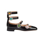 Valentino Crystal Daisy Embellished Leather Flats - Runway Catalog