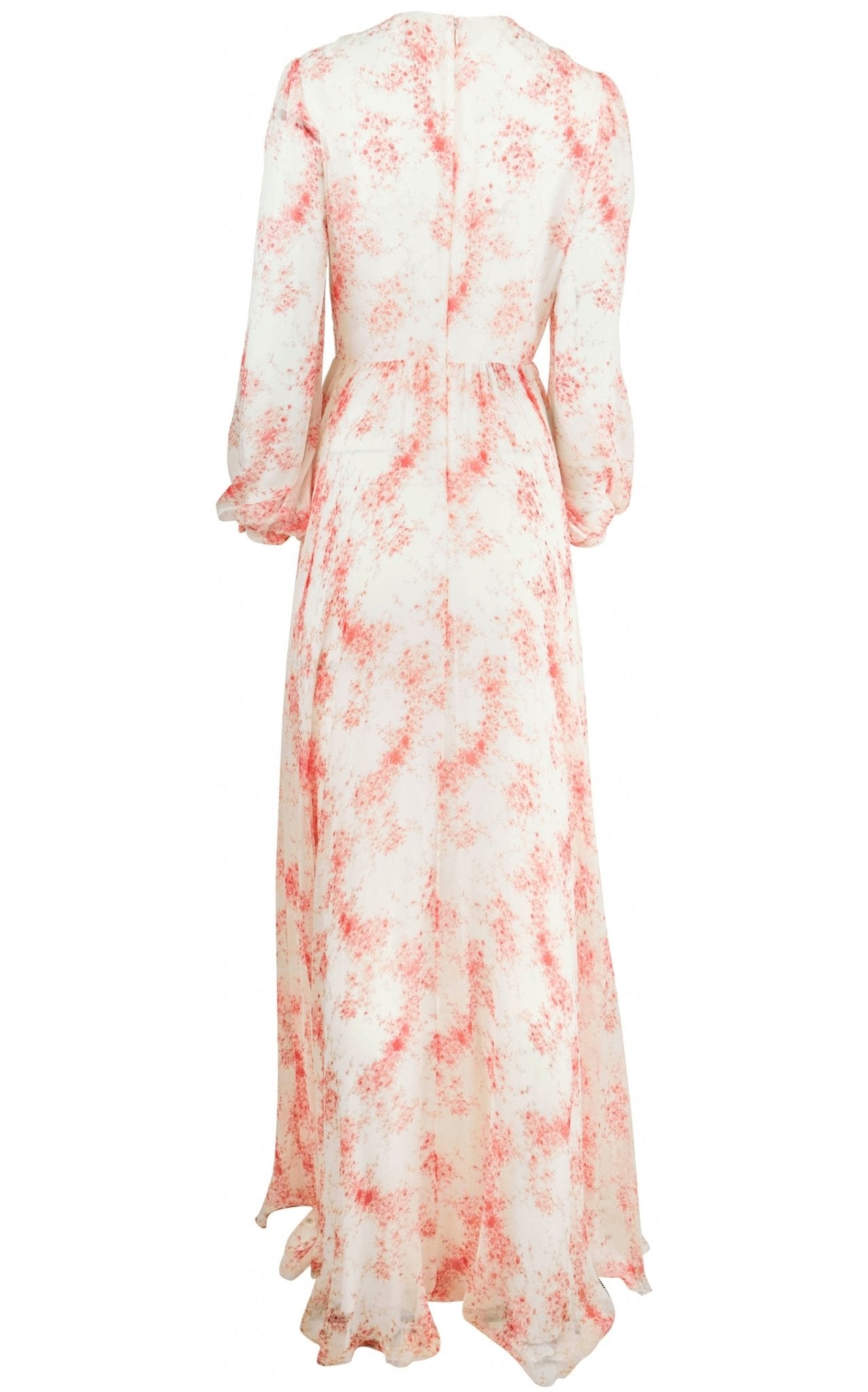 Valentino floral print silk maxi gown in pink and white