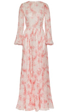 Valentino floral print silk maxi gown in pink and white